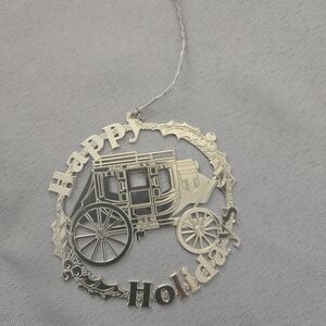 Silver Wells Fargo Happy Holidays Holiday Carriage Ornament